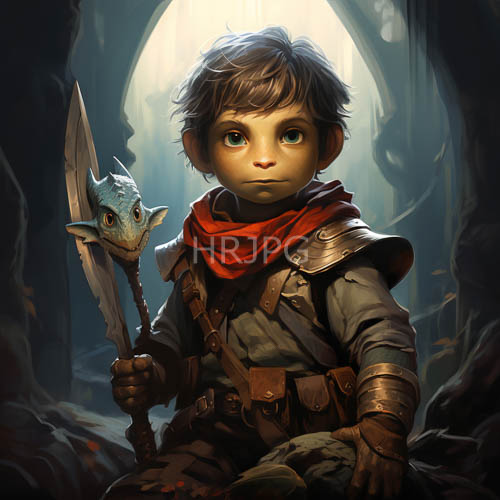 evergreen eyes shining with profound wonder amidst windswept fantasy armor in cavernous shadows