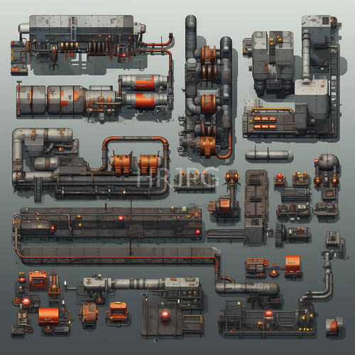 unpolished machinery networks presenting function and decay in rigid symmetry and textured decay