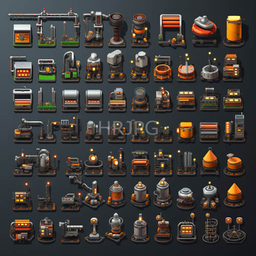 High Resolution: Manufacturing-Grade Infrastructure Silhouettes Against CharcoalToned Background with Metallic Edges download. | HRJPG.com