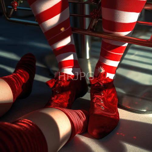 High Resolution: Luxurious Crimson Velvet Shoes Meet Geometric Patterns in Sunlit Afternoon Setting download. | HRJPG.com