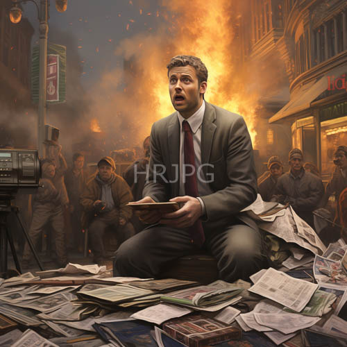 man in sootscarred cityscape amidst urban infernos devastating ruin and fractured pavement
