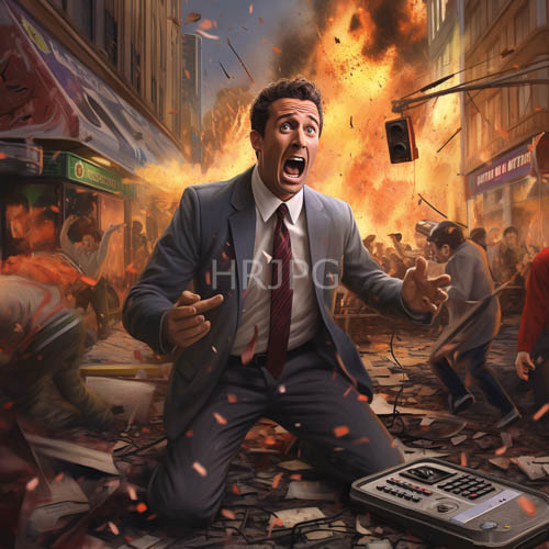 street level uprising erupts in cinematic chaos with a grounded figure in shock