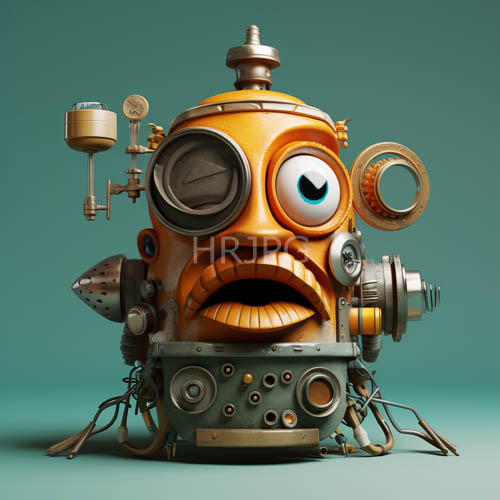 metal jointed figure embodies complex emotional expression in futuristic industrial setting