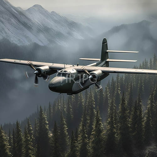 olivegreen aircraft navigates vast wilderness expanses with steady precision amidst verdant evergreen forest
