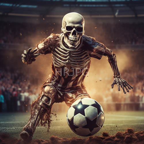 skeletal athlete launches powerful strike in professional stadium setting