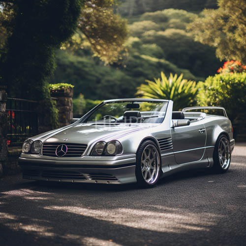 aerodynamic profile of mercedesbenz slk defined by morning light on asphalt driveway