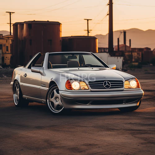 mercedesbenz convertible anchored by industrial textures and ambient light