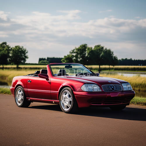 mercedesbenz automobiles juxtaposed against lush landscapes with bold contrasting colors