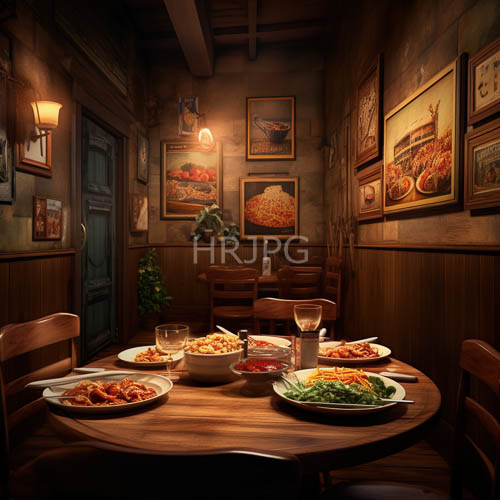 High Resolution: Crisp Green Salads Balance the Earthy Foundation of Rustic Wooden Table Settings download. | HRJPG.com