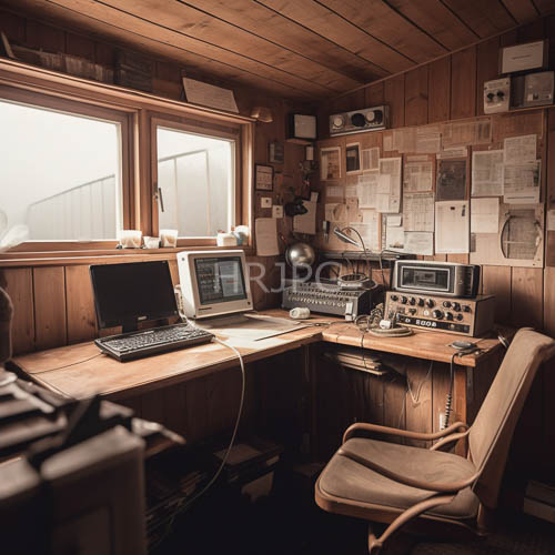 High Resolution: Traditional workspace with ambertoned wood paneling and natural light accents download. | HRJPG.com