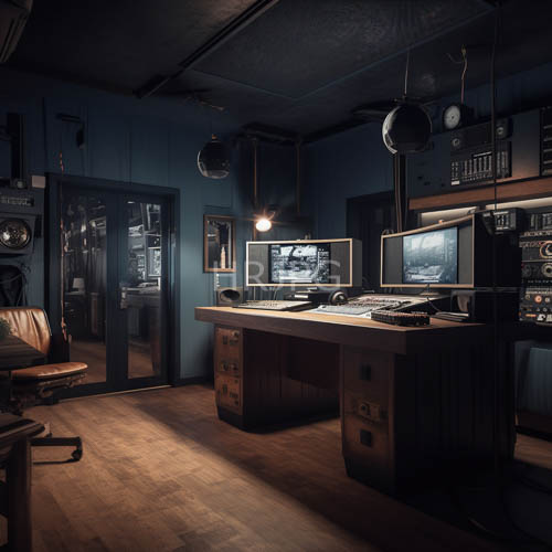industrialinspired workspace with moody indigo walls and wooden floorboards