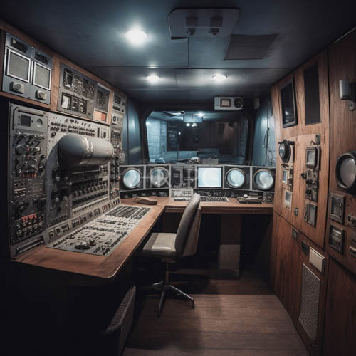 time honored audio equipment surrounds mahogany paneling in tactile technical sanctuary setup