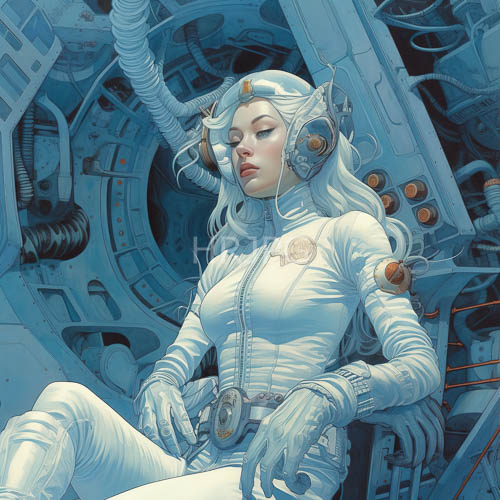 High Resolution: Prototypical Astronaut Amidst Muted Industrial Machinery and Intricate Mechanical Components download. | HRJPG.com
