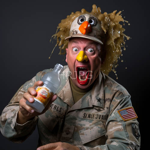 outdoorsmen in camouflage uniforms move swiftly across rugged terrain with dried mud splatters