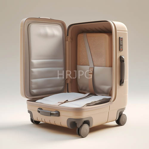 High Resolution: Meticulously Rendered Beige Rolling Suitcase with Ergonomic Comfort and Logistical Efficiency download. | HRJPG.com