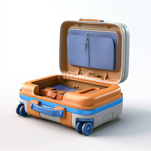 next gen suitcase design combines premium plastic with orange and blue accents