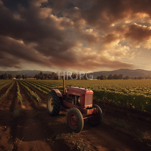 High Resolution: Iron sentinel amidst crimson vines and undulating vineyard slopes download. | HRJPG.com