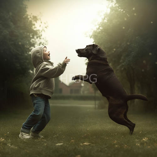 dewkissed morning energized by unbridled canine kinetic movement in early dawn setting