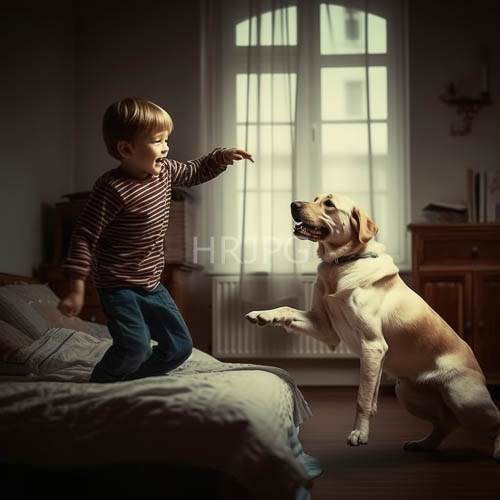 childhood innocence radiates through the boys tender interaction with his loyal companion