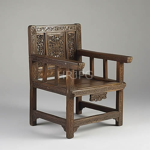 precision sculpted floral artistry on handcarved wooden armchair with refined lines and natural luster
