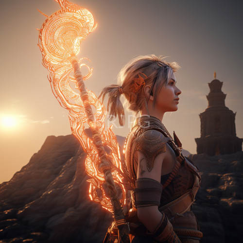 star bright figure silhouetted against fading orangehued dusk landscape