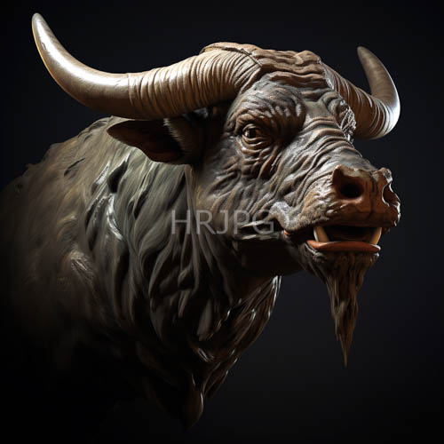 patriarch of the herd dominates with musculature and weathered coat texture