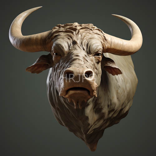 High Resolution: Bull Emerge Charcoal Void Silhouette Horned Beast Organic Texture download. | HRJPG.com
