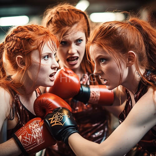 punctilious braids frame fierce stances in boxing ring precision