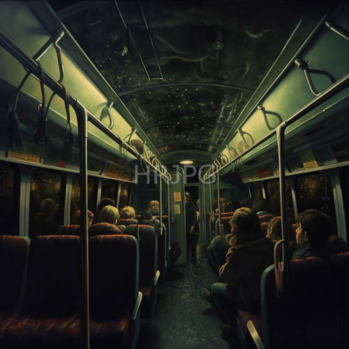 deserted bus transforms into sanctuary of stillness amidst stark industrial framework