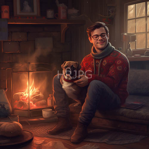 High Resolution: CrimsonClothed Figure Enshrouded by Flickering Ember Glow on Rustic Wooden Floorboards download. | HRJPG.com