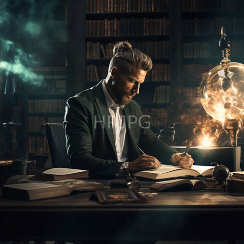 green blazers define focused figures in crisp white shirts on weathered wooden desks