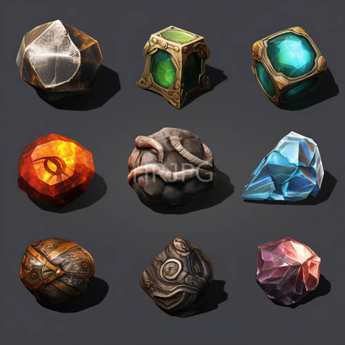 polyhedral dice arrangement against slategray background showcases masterful texture and light interplay