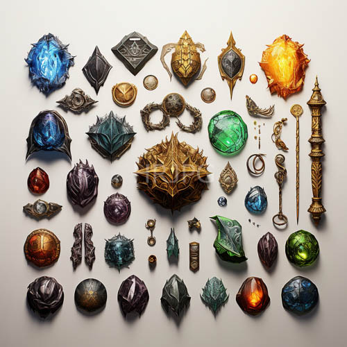 fantasy regalia collides with mineral beauty on stark white backdrop