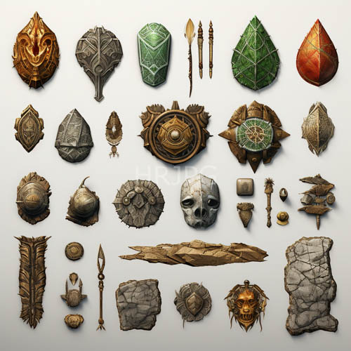 medievalinspired fantasy metalwork displaying elaborate filigree and raised relief work on minimalist offwhite backdrop