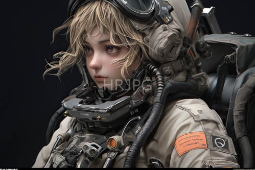 burnished textures adorn scifi space suits with intricate gear arrangements on olive green uniforms in closeup portraits