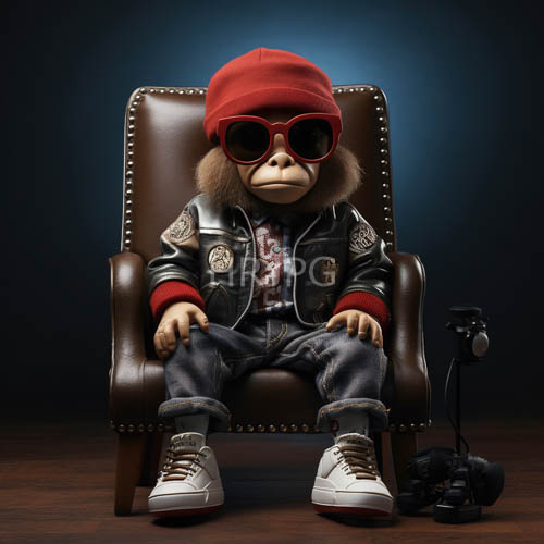 High Resolution: Figurative Primate Radiates StreetStyle Charisma in Urban HyperRealism download. | HRJPG.com