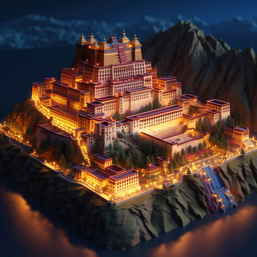 potala palace emerge majestically tibetan night tibetan mountains