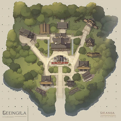 High Resolution: Korean Architecture Harmonizes with Verdant Landscape Under Canopy of Ancient Silhouettes download. | HRJPG.com