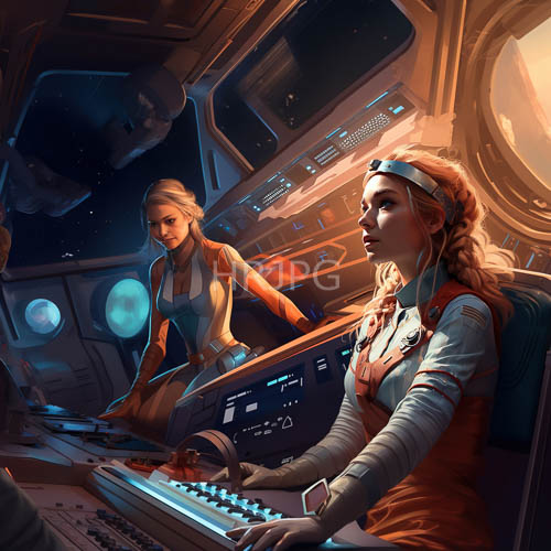 High Resolution: Tech-Forward Cockpit Radiance Illuminates Complex Control Consoles Amidst DeepSpace Operations download. | HRJPG.com