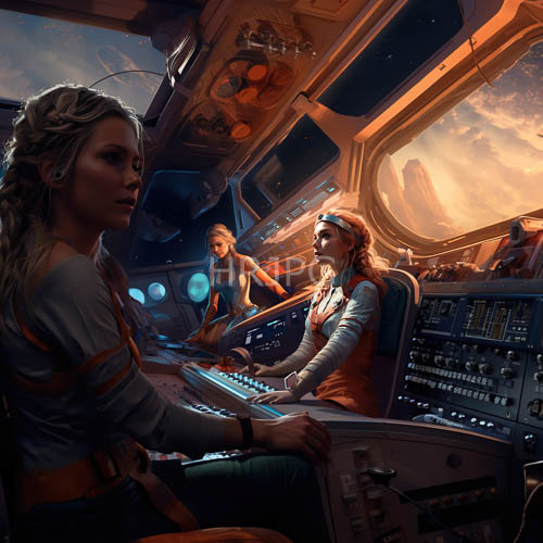 navigating uncharted frontiers through holographic interfaces amidst celestial light displays