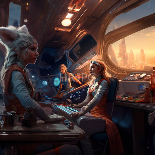 megalopolis unfolds under gildedlight in hightech starship command center confines