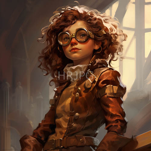 africanamerican woman embracing industrial steampunk aesthetic amidst filtered afternoon glow