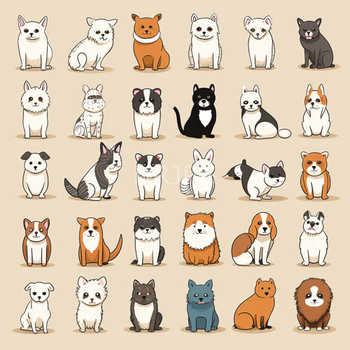 High Resolution: Twentyone distinct breeds assemble in a charming canvas download. | HRJPG.com