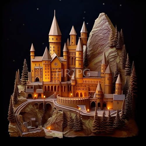 medieval stronghold weathered stone walls medieval architecture stardusted nocturnal sky rugged wilderness