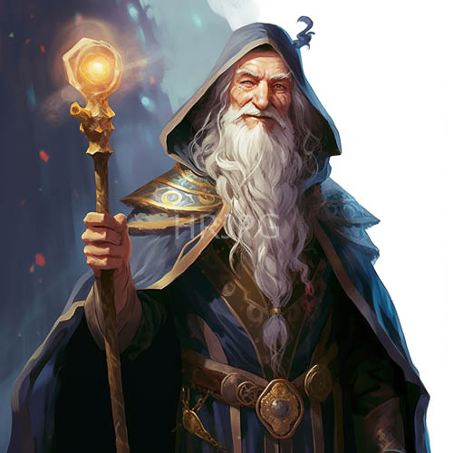 spellcasters ethereal presence amidst frosty misty haze and glowing mystic staff