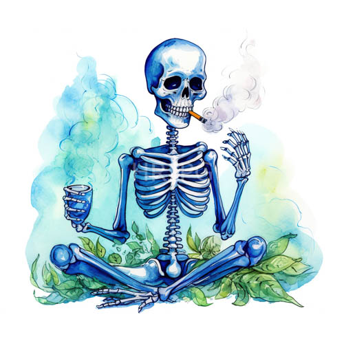 High Resolution: Seated Skeletons Occupying Frames with Watercolor and HandPainted Foliage download. | HRJPG.com