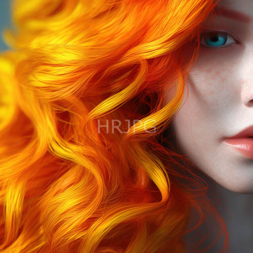 diaphanous portraiture marigold amber silhouette cascading sunkissed ringlets reflected cerulean