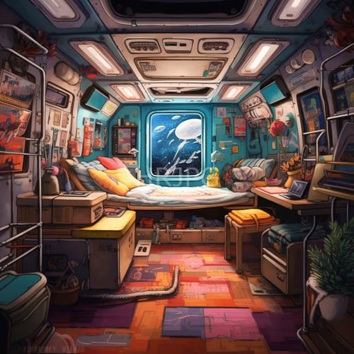 High Resolution: Cosmic Sanctuary Blends Bohemian Elegance with Intergalactic Ambiance in a Metallic Hull download. | HRJPG.com