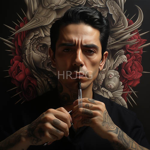 asian men immersed in ink culture with intricate dermal art and red roses