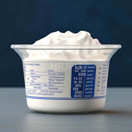 ivoryhued yogurt in a container against a deep navy backdrop